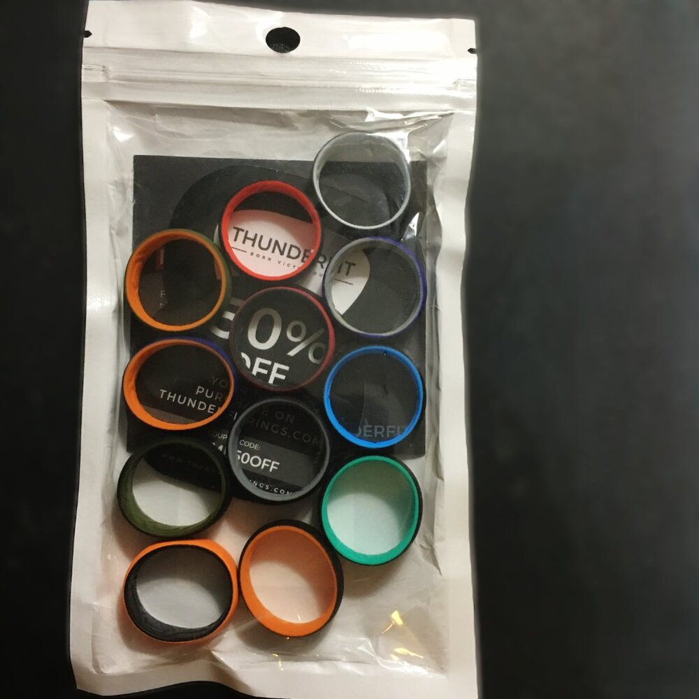 THUNDERFIT Two Layers Silicone Wedding Rings 12-Count Variety Multipack NEW!! - Picture 8 of 10